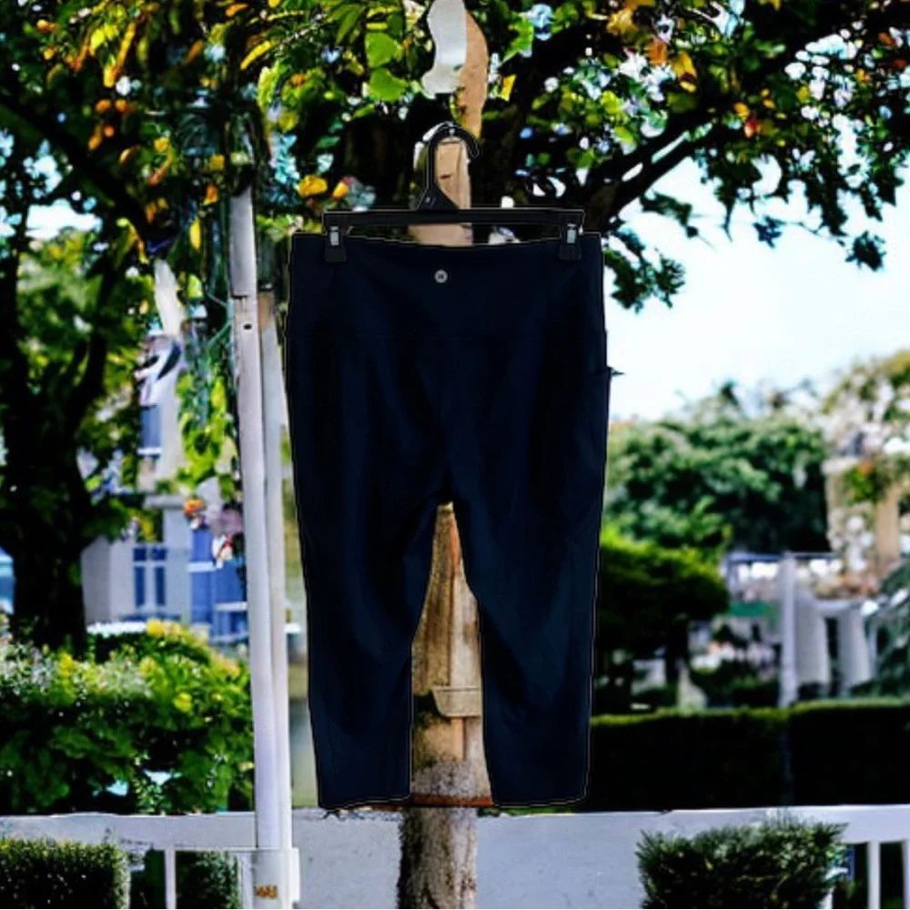 RBX Leggings Capri 3/4 Length Black High Waisted Pockets - Picture 3 of 16